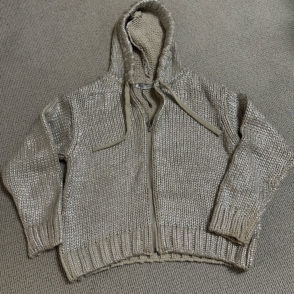 Zara Women's Silver Hooded Sweater